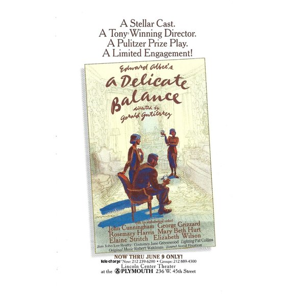 Edward Albee's Delicate Balance Broadway Lincoln Center 1990s  Vintage Print Ad - Picture 1 of 2